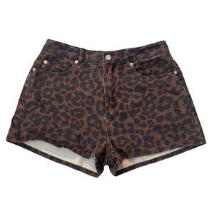 12th Tribe Brown Leopard Jean Shorts